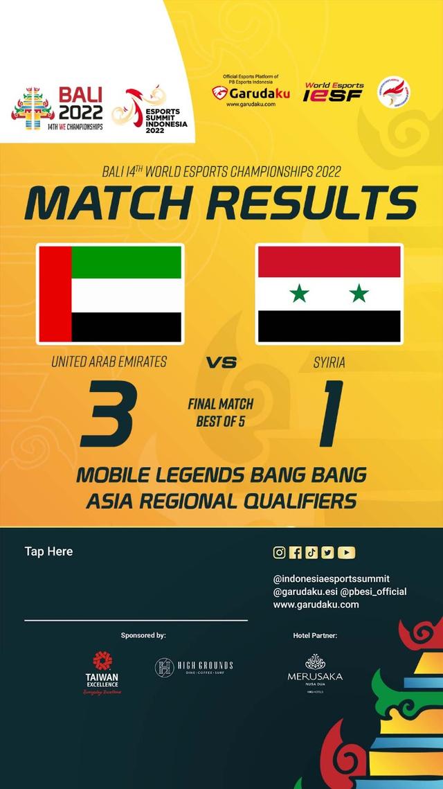 Hasil Pertandingan Kualifikasi Babak Final MLBB Regional Asia IESF World Championship ke-14