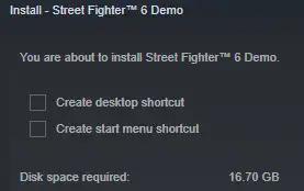 Ruang penyimpanan diperlukan untuk demo Street Fighter 6.