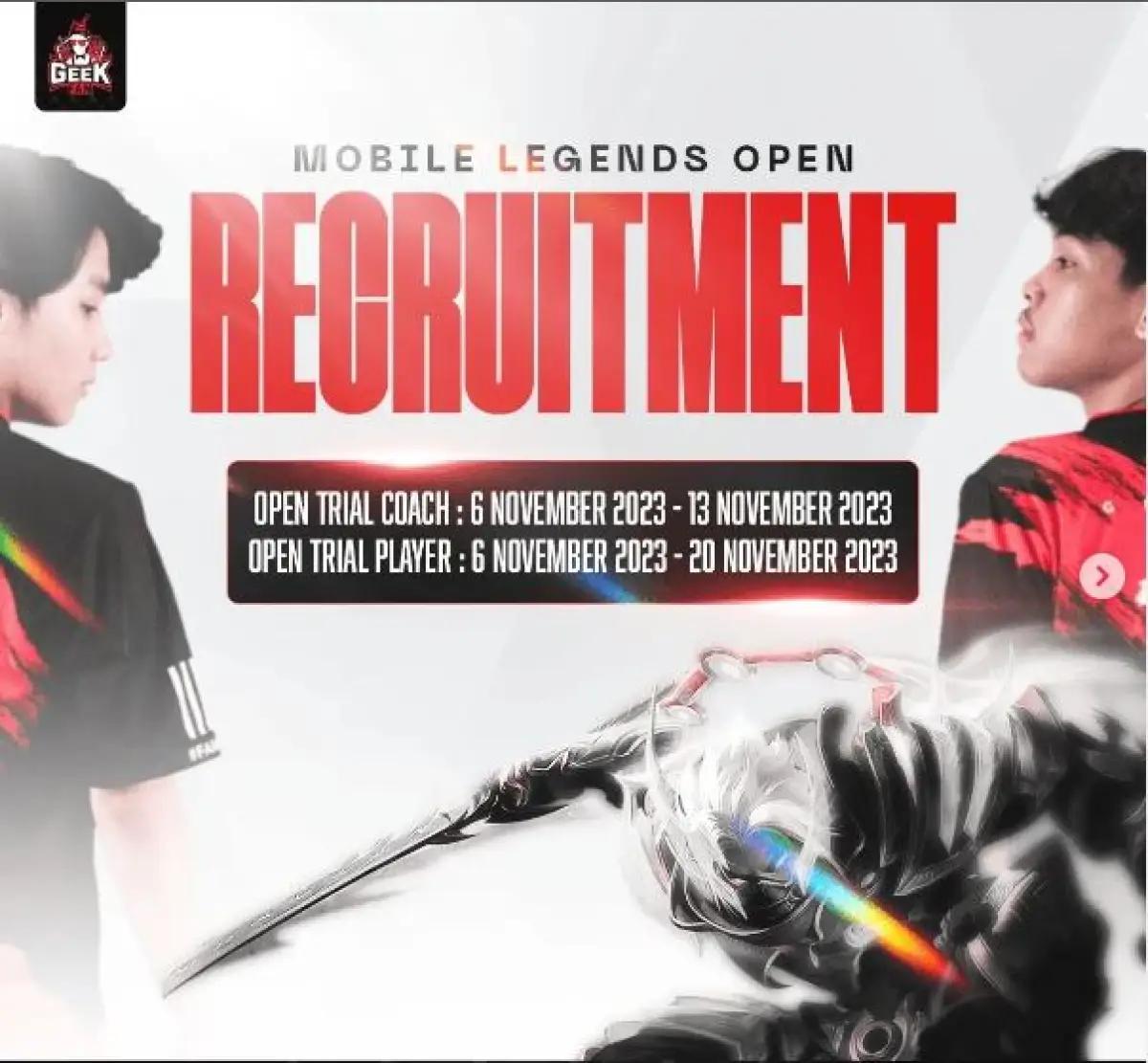Geek Fam open recruitment (sumber: Instagram/Geek Fam ID)