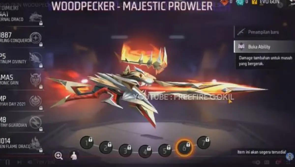 Bocoran Free Fire (sumber: https://afkgaming.com/mobileesports/news/free-fire-leak-reveals-upcoming-evo-woodpecker-gun-skin-attributes-special-effects-more | foto: Afk Gaming)