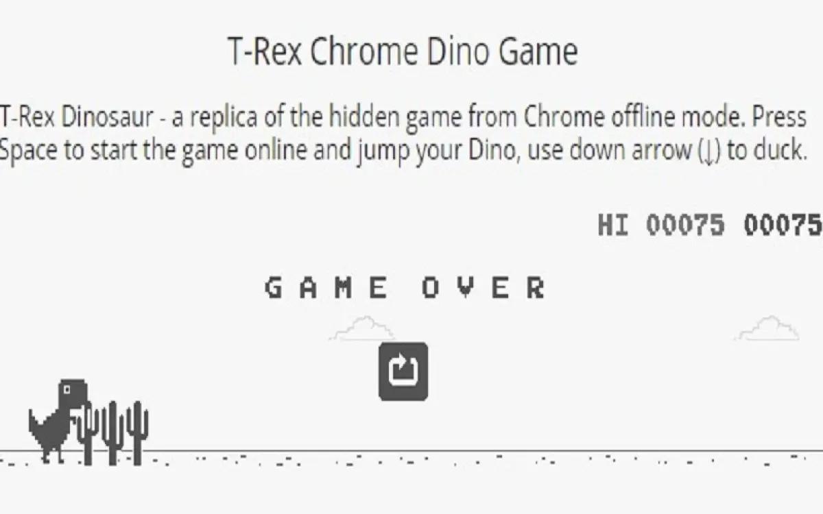 Ilustrasi game dinosaurus di Google Chrome