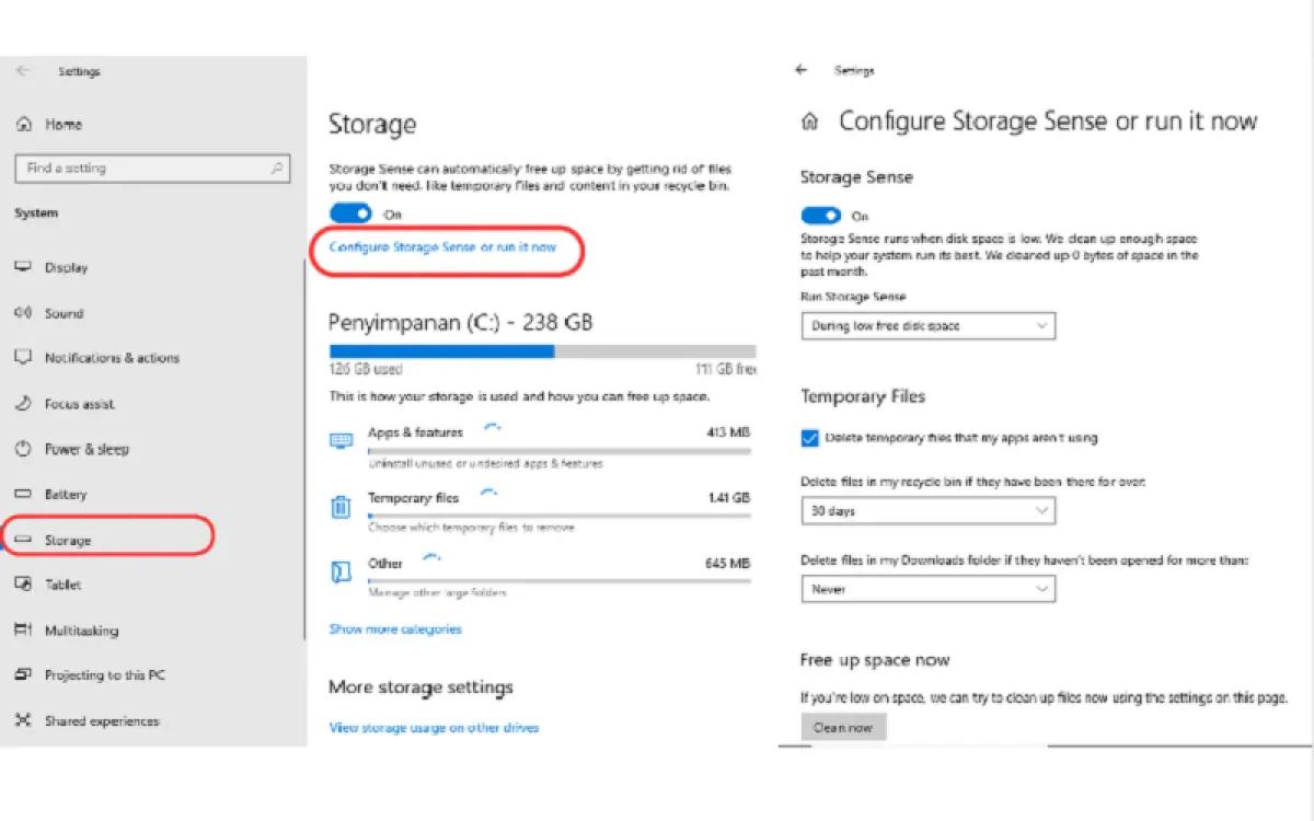 Ilustrasi cara hapus file sampah di recycle bin otomatis Windows