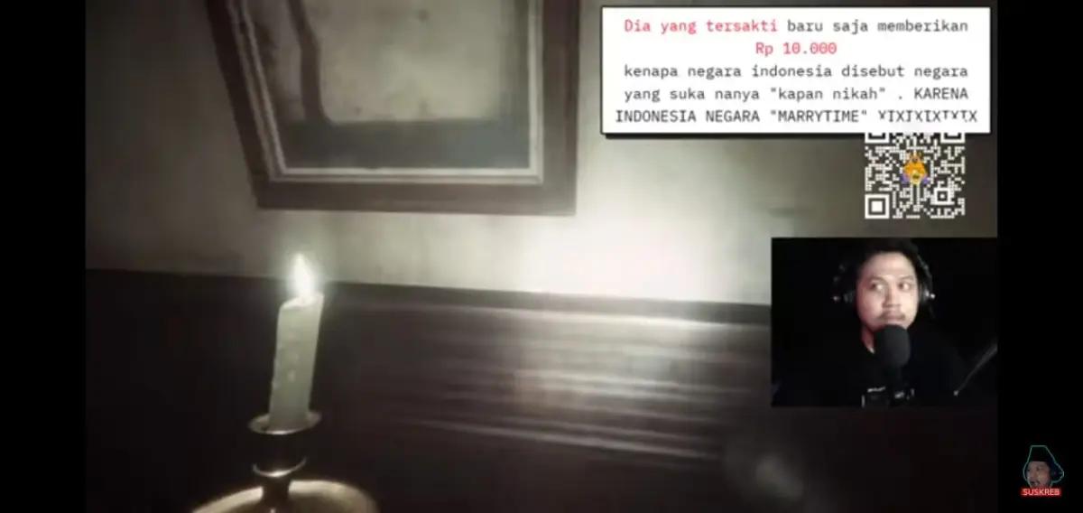 Tretan Muslim saat main game horor. (Foto: YouTube/Tretan Universe)