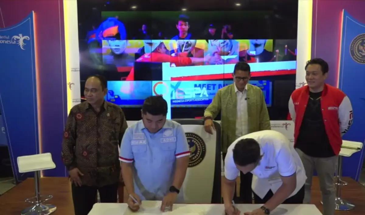 Asosiasi Desa Kreatif Indonesia (ADKI) dan Indonesia Esports Association (IeSPA) telah menandatangani kesepakatan untuk mengembangkan desa kreatif esports. (FOTO: YouTube/Kemenparekraf)