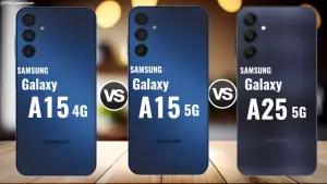 Ilustrasi perbandingan Samsung Galaxy A15, A15 5G, dan A25 5G. (Sumber: Pro Comparison)
