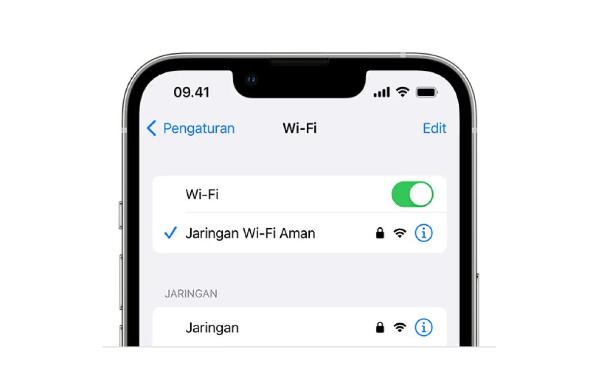 Ilustrasi iPhone yang terhubung dengan jaringan WiFi (FOTO: Apple)