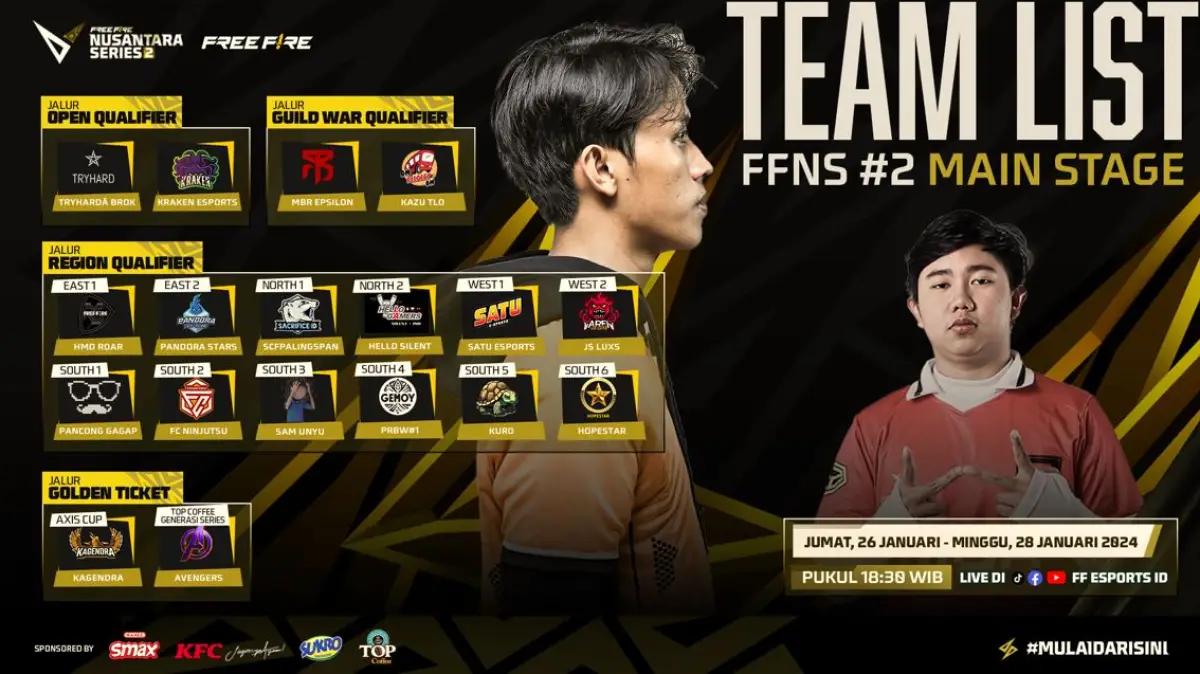 18 tim akan memperebutkan 6 slot menuju FFWS Indonesia 2024 Spring di babak FFNS #2 Main Stage (FOTO: FFNS)