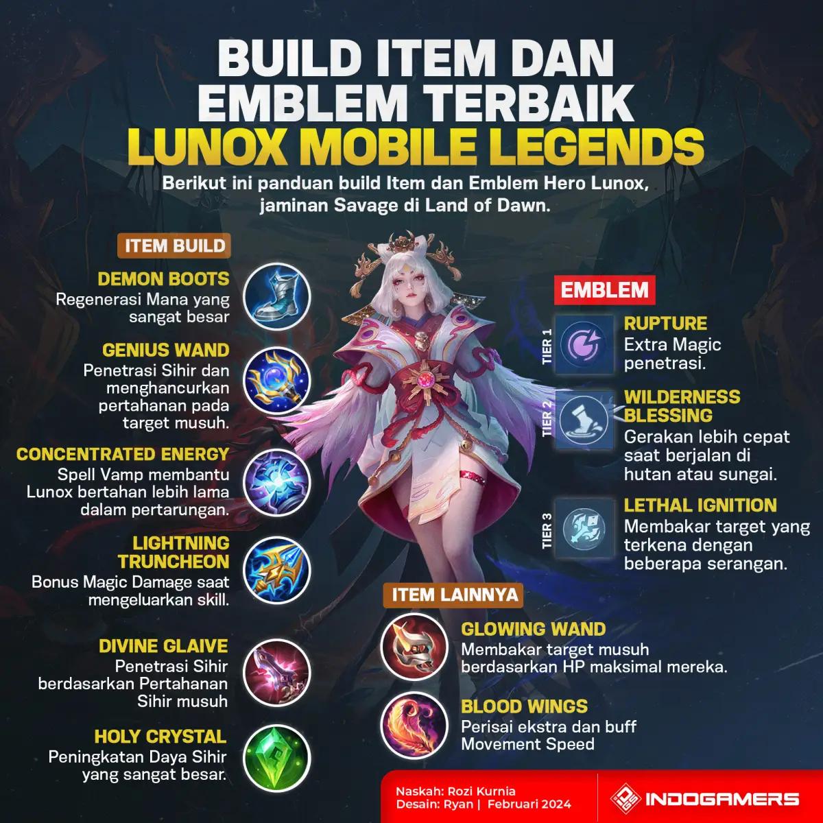 Build Terbaik Hero Lunox Mobile Legends (FOTO: Schnix)