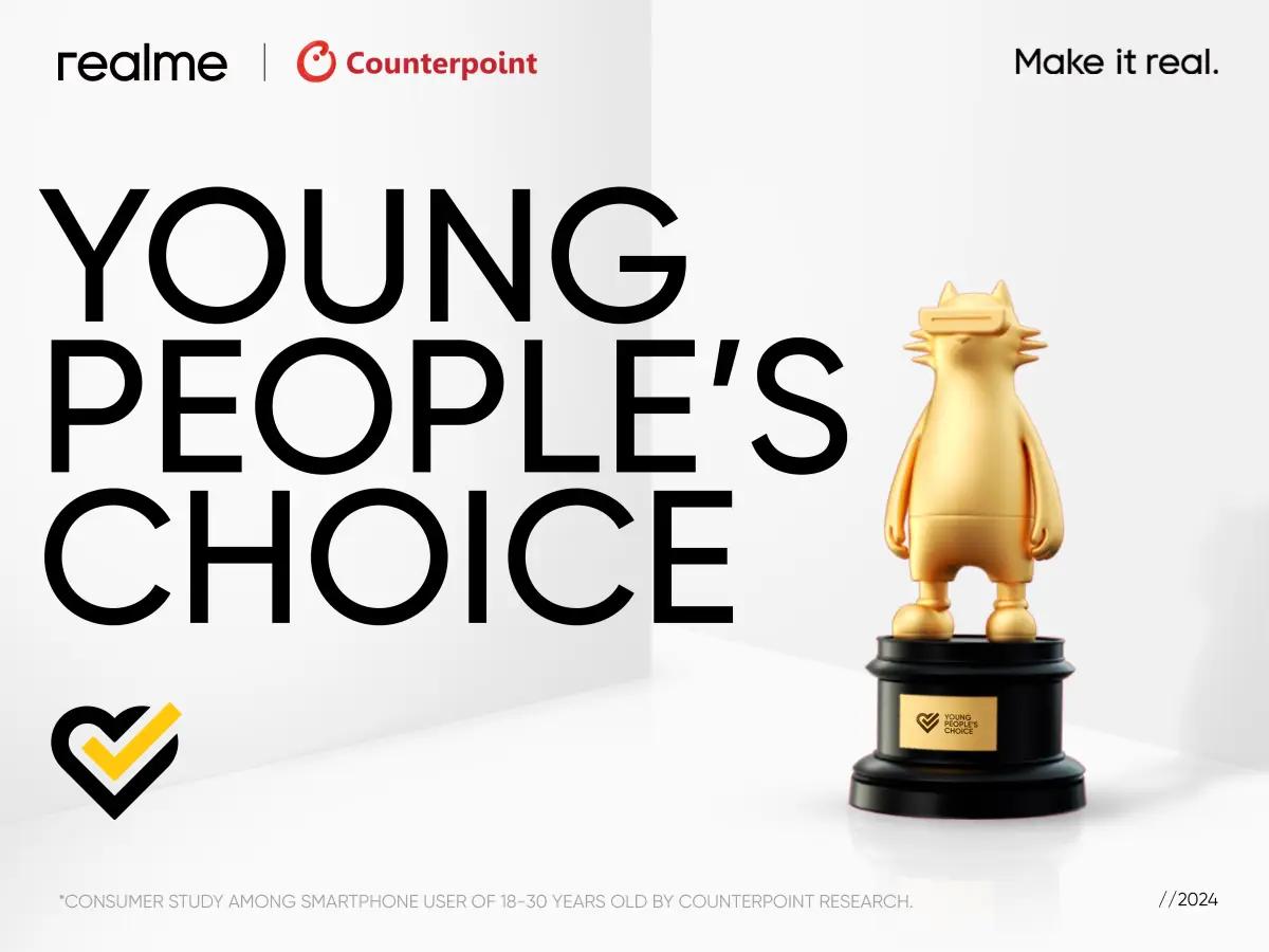 Realme kembali menghadirkan kejutan dengan mengumumkan pencapaiannya di awal tahun ini melalui raihan predikat “Young People's Choice” (FOTO: Realme)