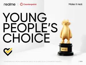 Realme kembali menghadirkan kejutan dengan mengumumkan pencapaiannya di awal tahun ini melalui raihan predikat “Young Peoples Choice” (FOTO: Realme)