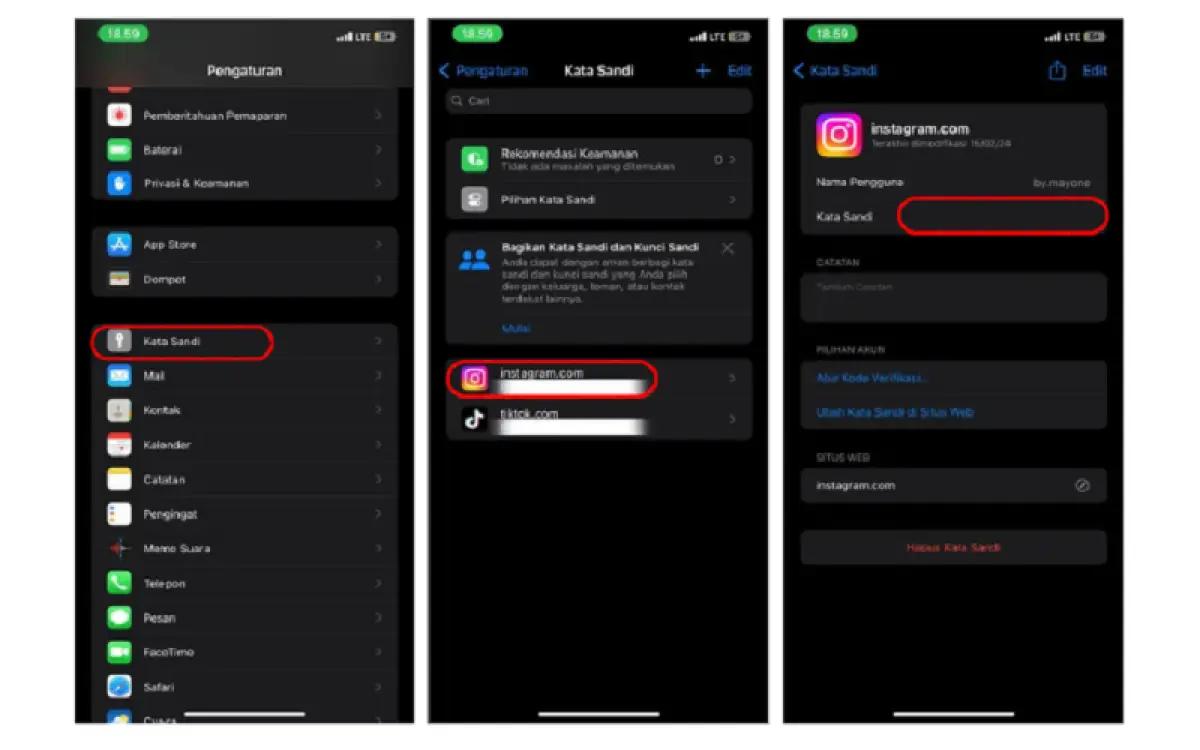 Ilustrasi cara melihat kata sandi Instagram di iPhone (FOTO: Indogamers)