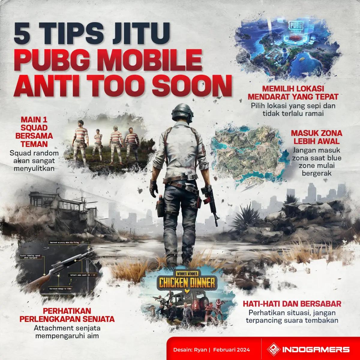 5 Tips Jitu Main PUBG Mobile Anti Too Soon (FOTO: Schnix)