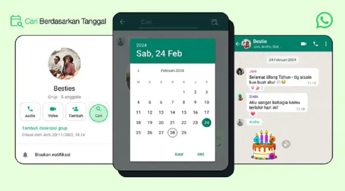 Fitur baru WhatsApp untuk mencari pesan berdasarkan tanggal (FOTO: WhatsApp)