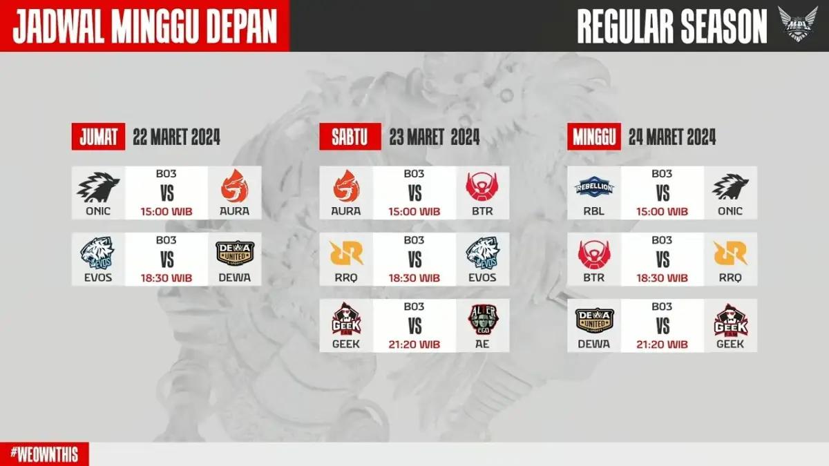 Jadwal MPL Indonesia Season 13 pekan ketuga. (Sumber: Instagram.com/@mplidofficial)