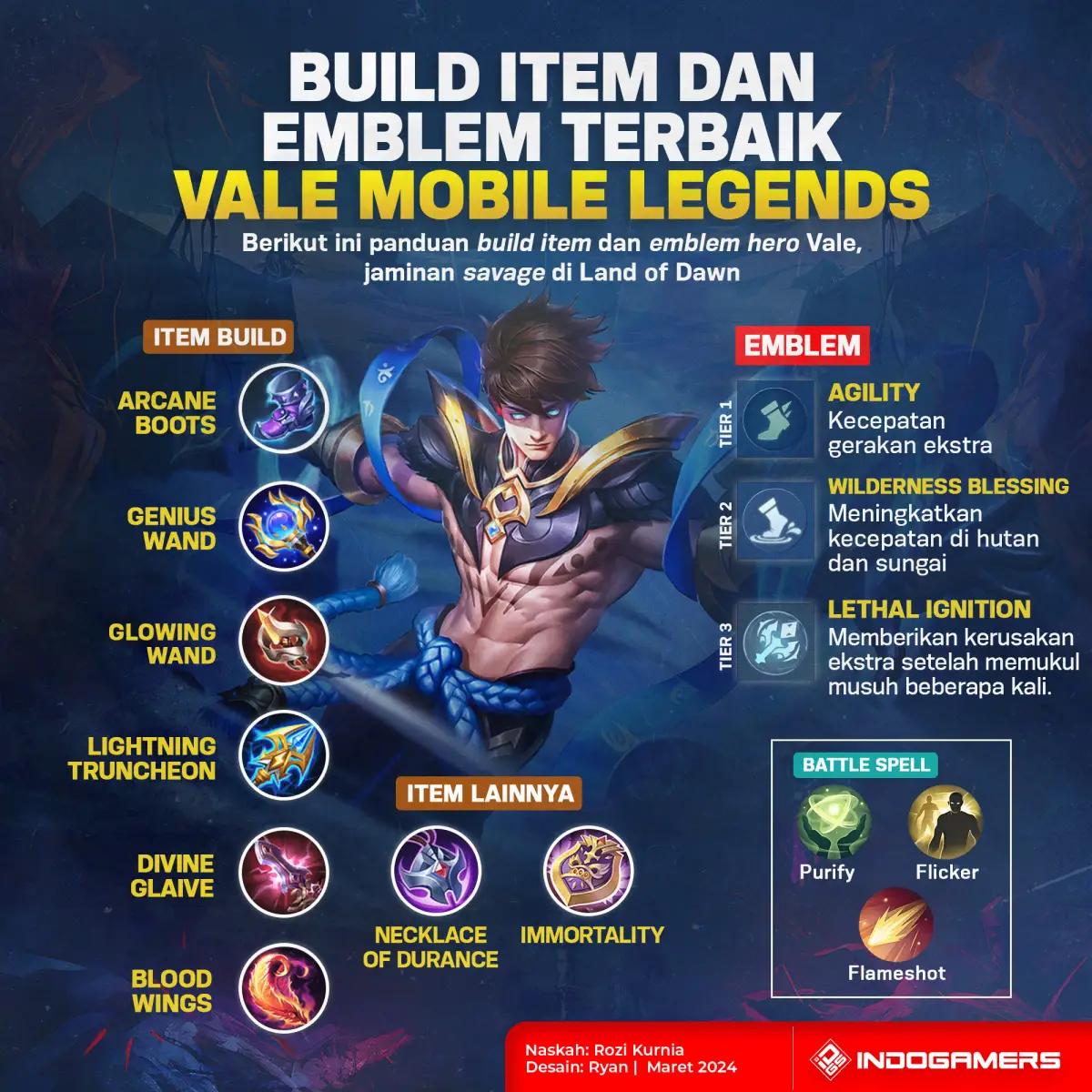 Build Terbaik Hero Vale Mobile Legends (FOTO: Schnix)