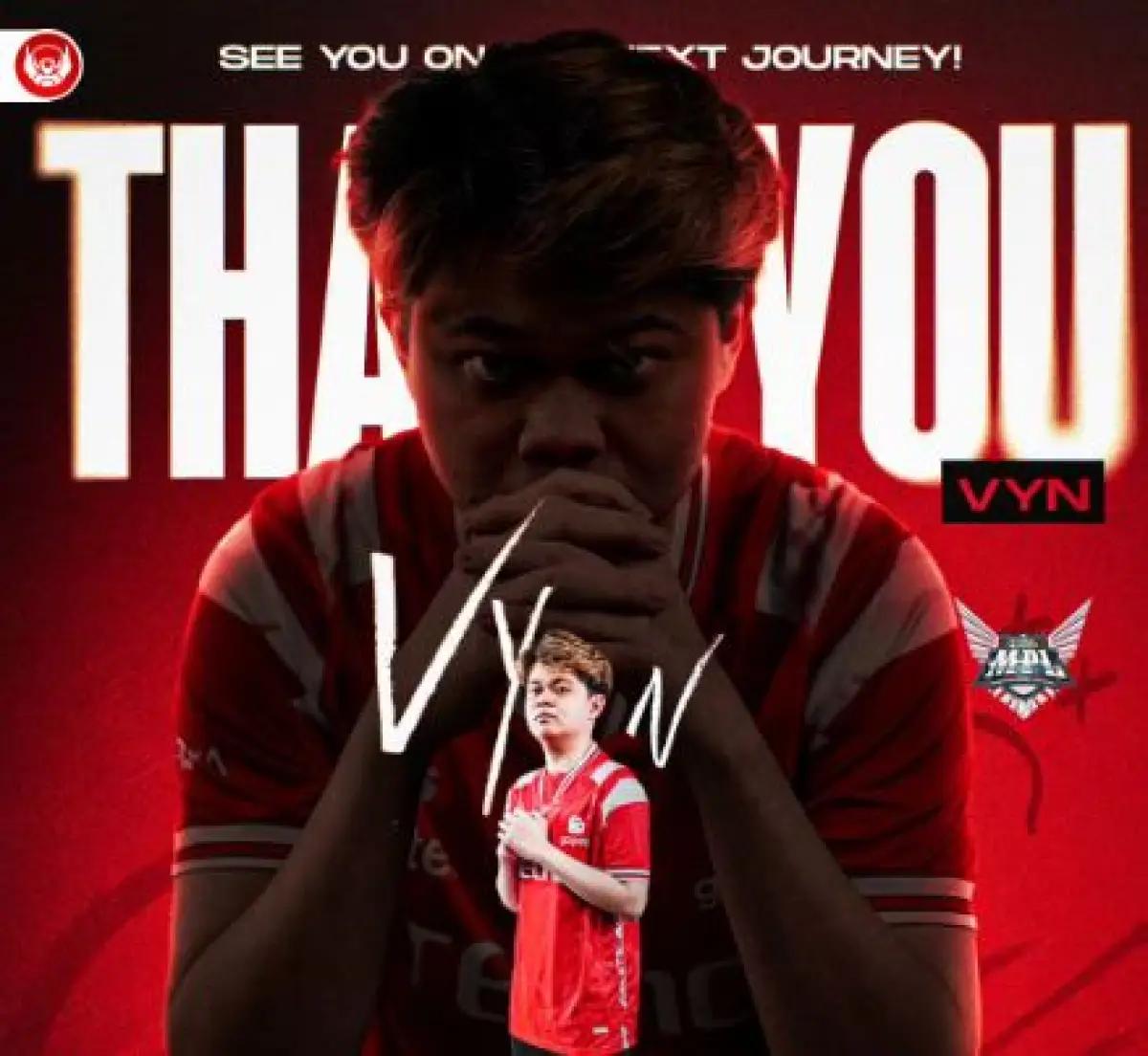 Bigetron mengucapkan terima kasih untuk Vyn. (FOTO: Instagram/bigetronesports)