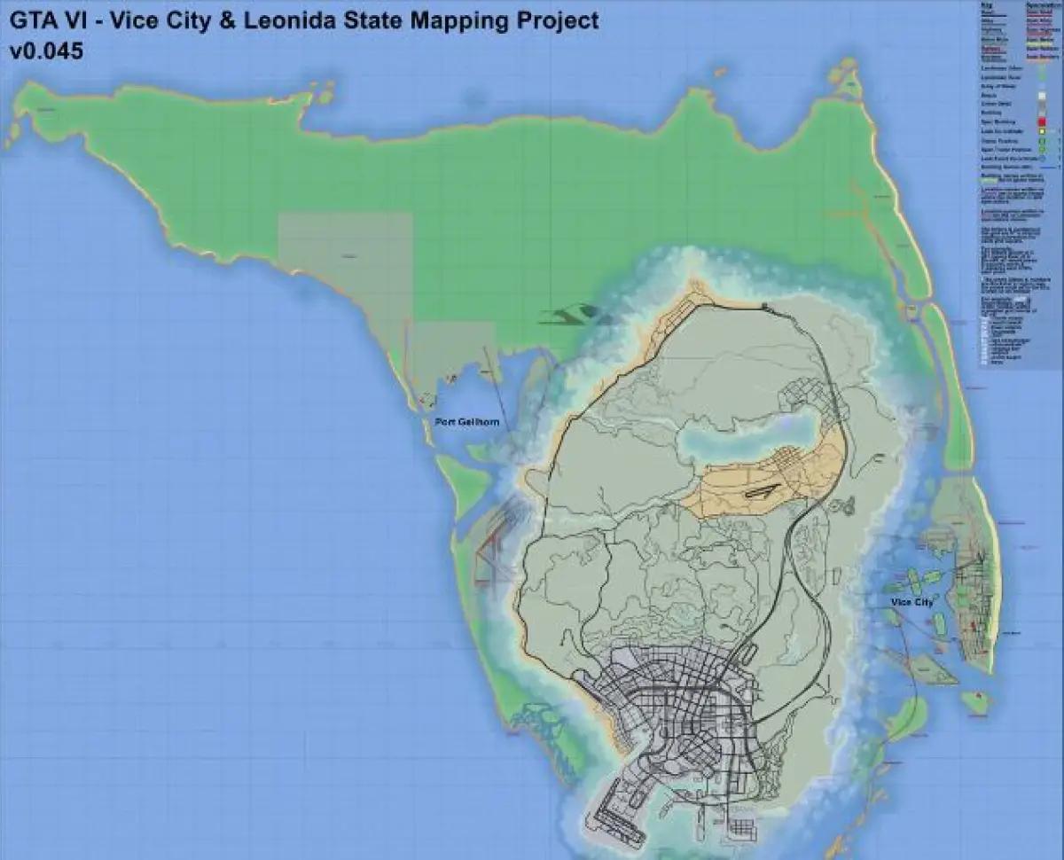 Bocoran Peta GTA 6. (Sumber: Reddit)