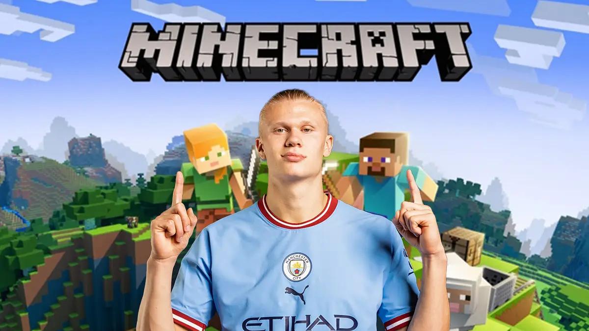 Ilustrasi Erling Haaland main Minecraft. (Sumber: IGN India)