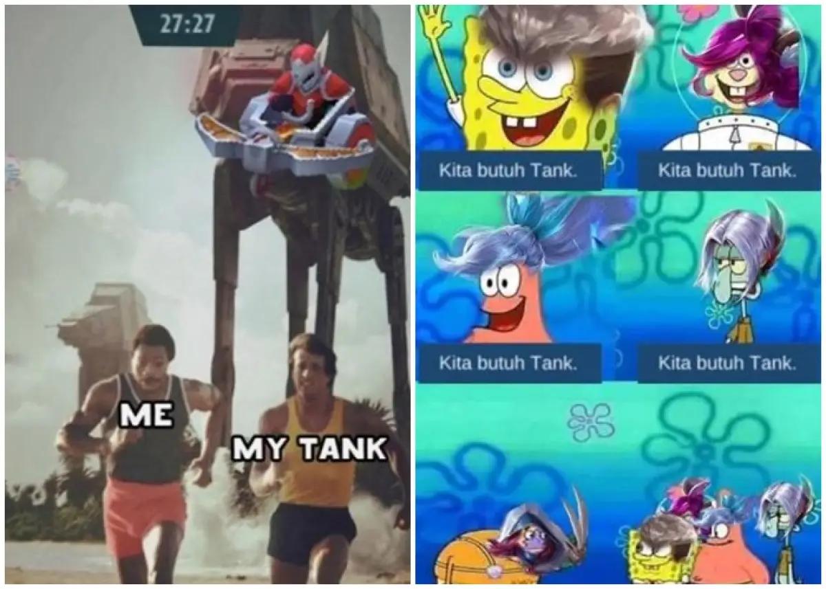 Meme kocak hero tank Mobile Legends (FOTO: Pinterest.com/Kyawmalikhazon)