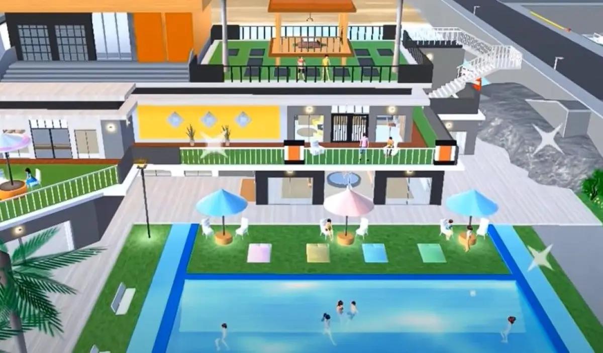 Villa mewah di Sakura School Simulator. (Sumber: Pinterest)