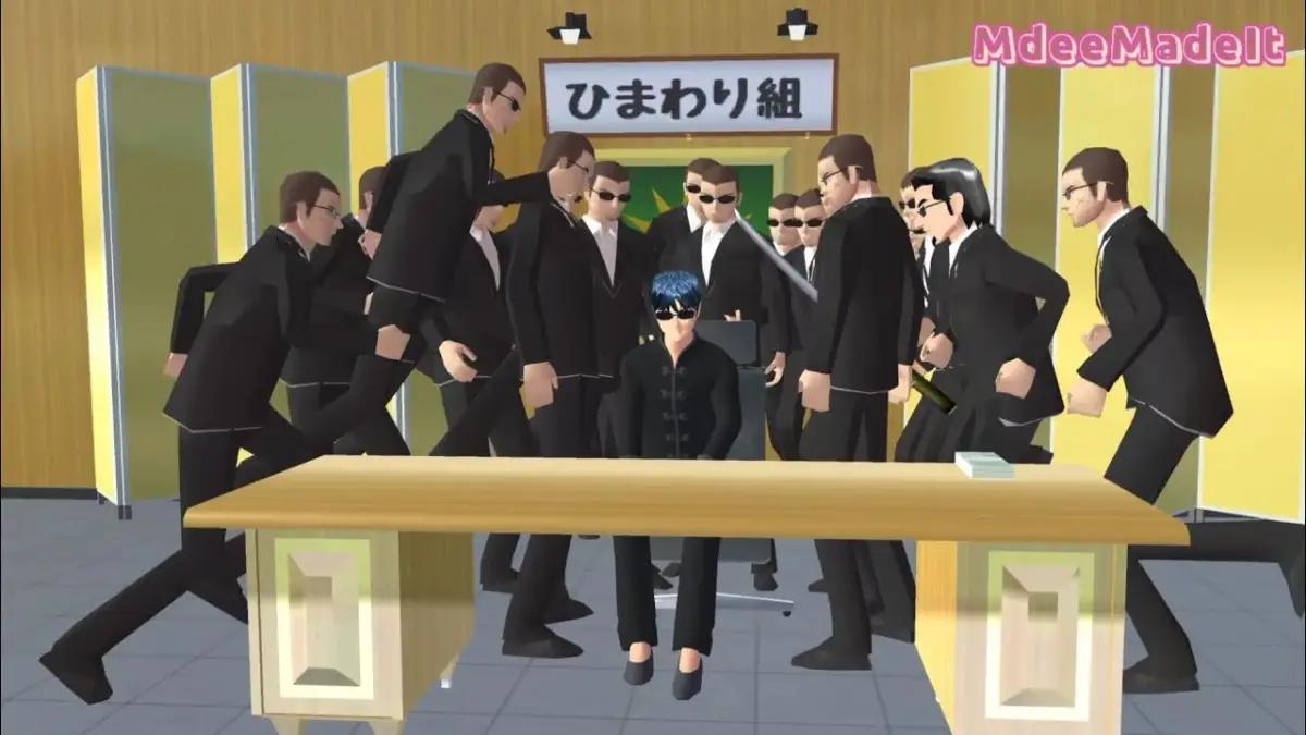 Yakuza di Sakura School Simulator. (Sumber: Youtube Mde Madelt)