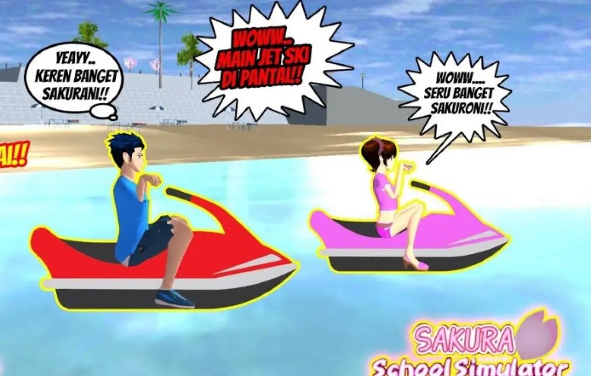 Main jet ski di Sakura School Simulator. (Sumber: Youtube Ani Nurhayani)