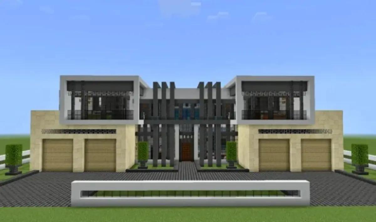 Struktur bangunan simetris di game Minecraft. (Sumber: Reddit)