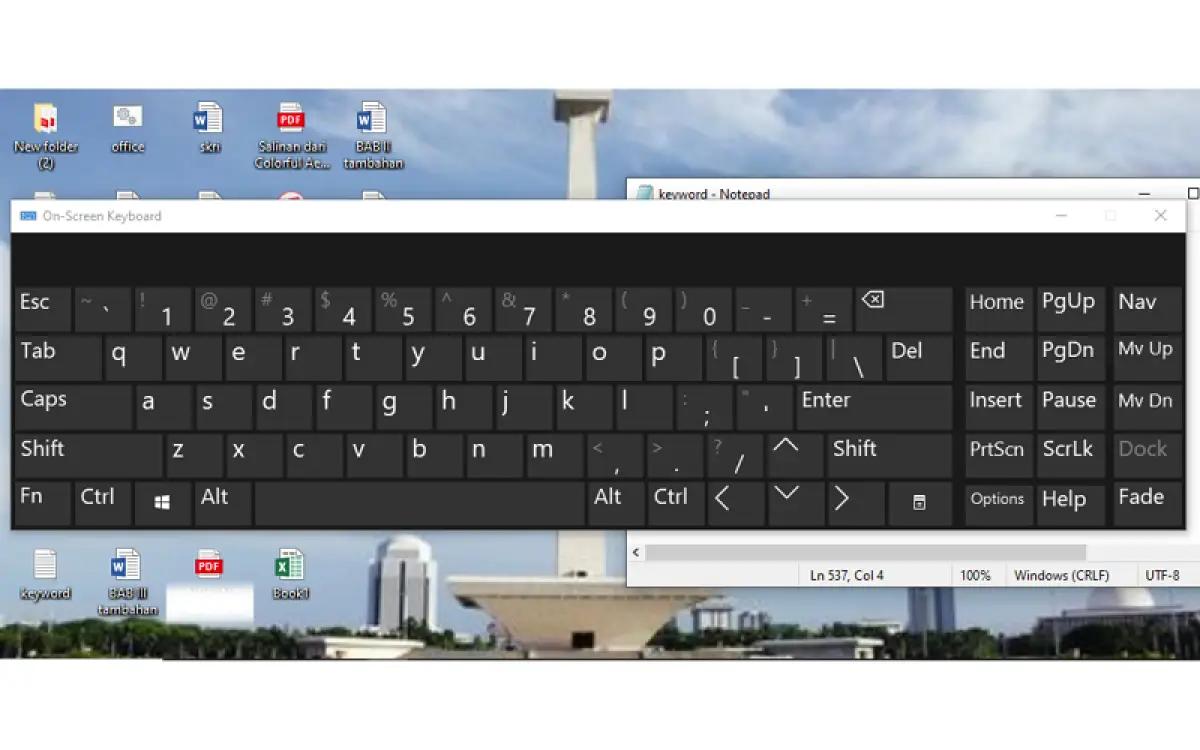Ilustrasi keyboard virtual di layar laptop Windows (FOTO: Indogamers)