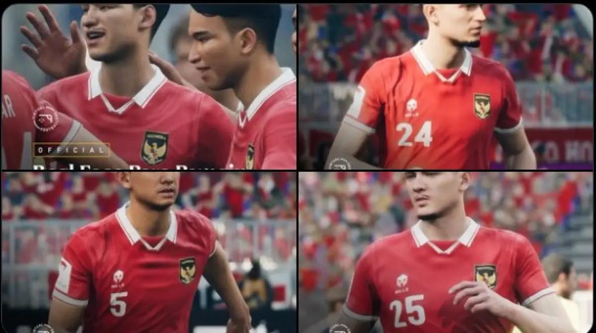Timnas Indonesia di game eFootball 2024. (Sumber: X/@virtualballers)