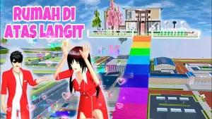 Rumah di atas langit dalam game Sakura School Simulator. (Sumber: Nicole Annabe)