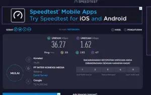 Ilustrasi uji kecepatan internet dengan Speedtest Okla (FOTO: Indogamers)