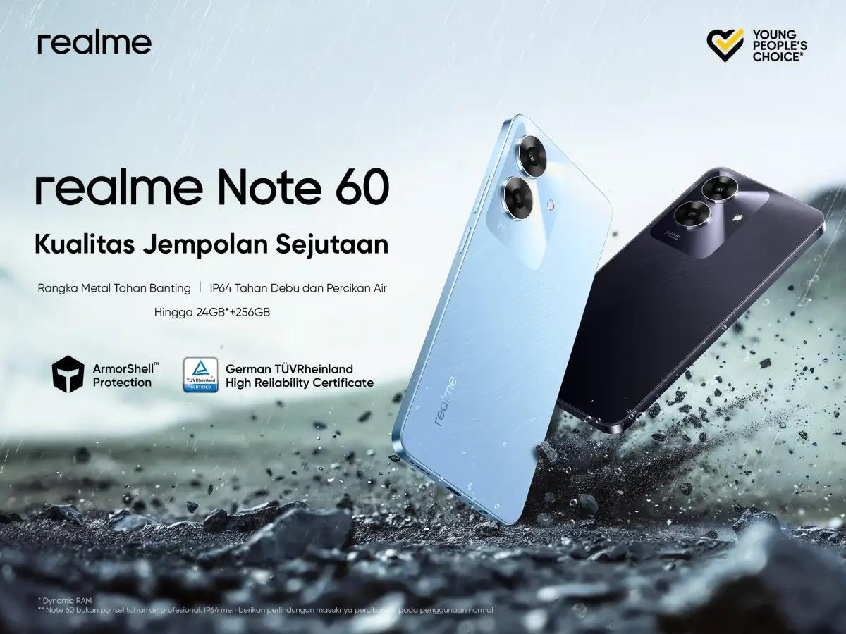 Realme Note 60, HP Rp1 jutaan dengan ArmorShell Protection (FOTO: dok.realme Indonesia)
