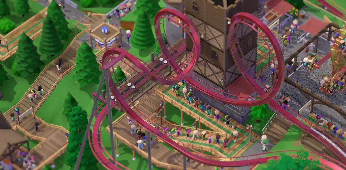 Parkitect, salah satu game simulasi taman hiburan terbaik. (Sumber: Steam)