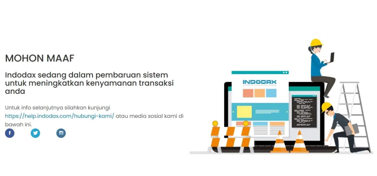 Situs web Indodax terpantau belum bisa diakses karena sedang dalam pembaruan sistem, Kamis (11/9/2024). (Sumber: Indodax)