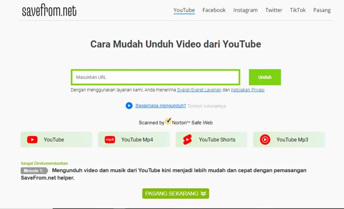 Ilustrasi Savefrom.net, situs gratis untuk download video YouTube (FOTO: savefrom.net)