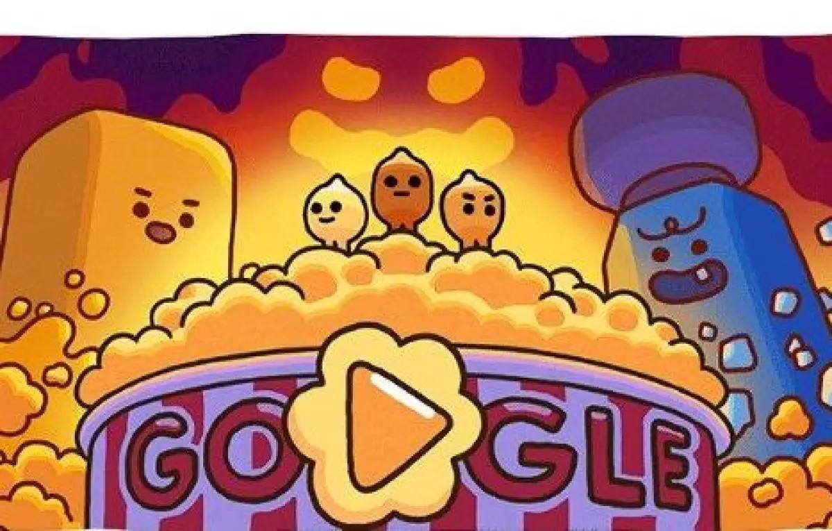 Google Doodle tampilkan game interaktif Popcorn. (FOTO: Tangkapan layar Google)