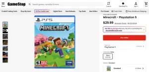 Game Minecraft PS5 versi fisik. (Sumber: Game Stop)