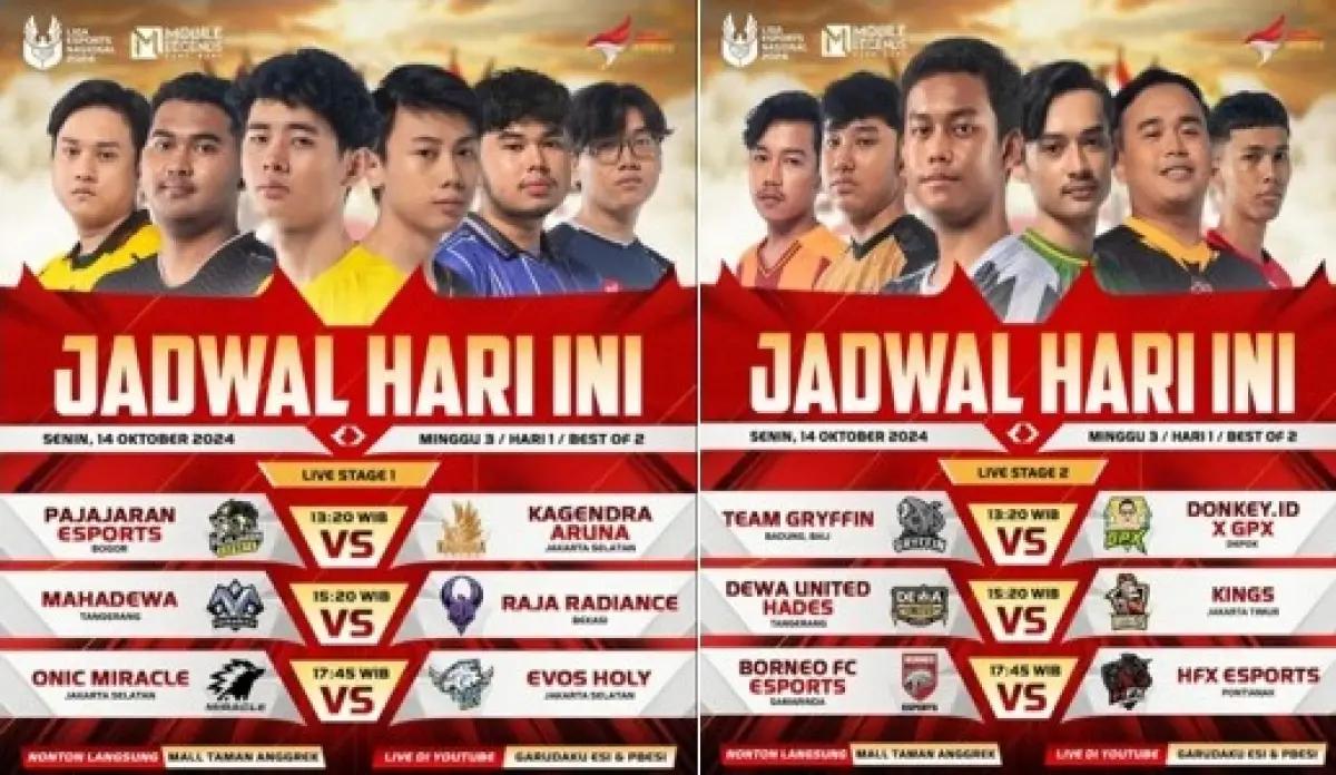 Jadwal Liga 1 Esports Nasional 14 Oktober 2024 (FOTO: Dok.Liga Esports Nasional 2024)
