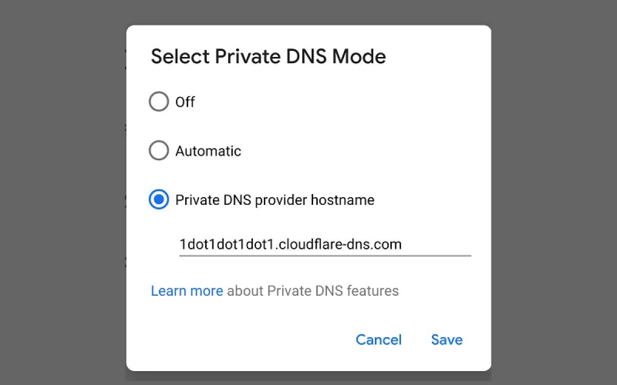 Ilustrasi setting private DNS di Android (FOTO: cloudflare.com)