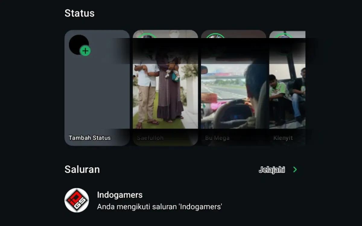 Tampilan terbaru di status WhatsApp (FOTO: Indogamers)