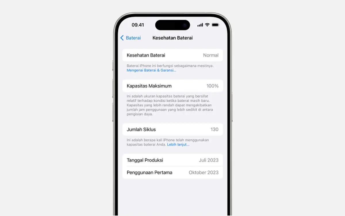 Ilustrasi battery health iPhone yang normal. (FOTO: Apple Support)