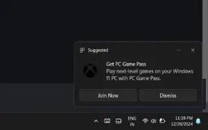 Ilustrasi iklan Xbox Game Pass yang muncul di Windows 11 (FOTO: windowslatest.com)