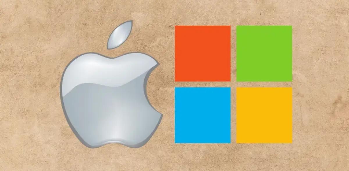 Logo Apple dan Microsoft. (Sumber: Screen Rant)