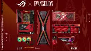 Ilustrasi sepaket PC gaming terbaru dari ASUS ROG edisi spesial. ASUS ROG Evangelion EVA-02 Edition (FOTO: ROG ASUS)