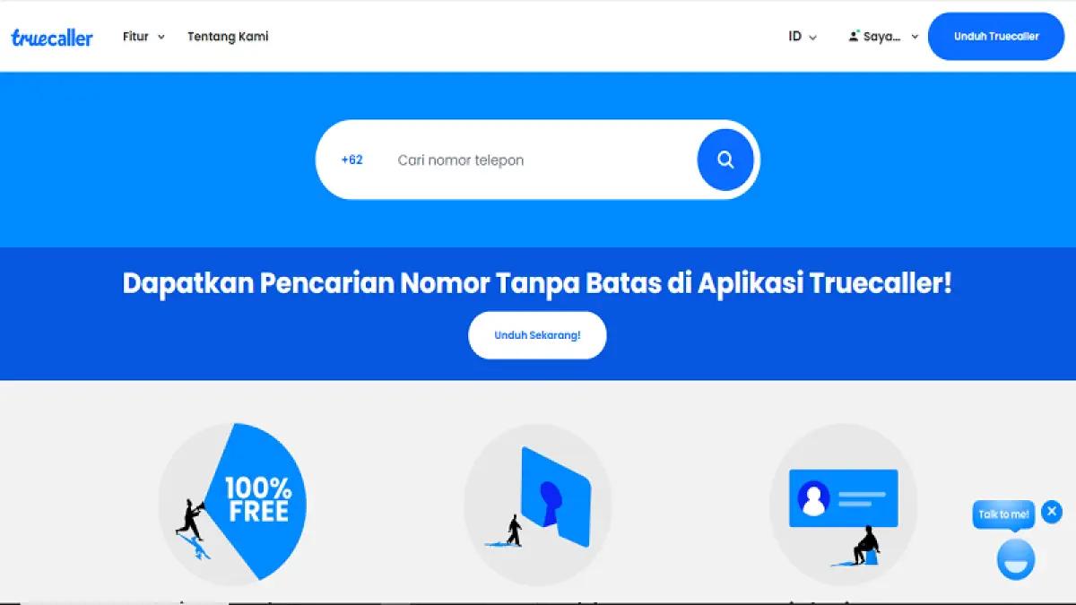 Ilustrasi situs Truecaller untuk cek pemilik nomor telepon tanpa aplikasi (FOTO: Truecaller)