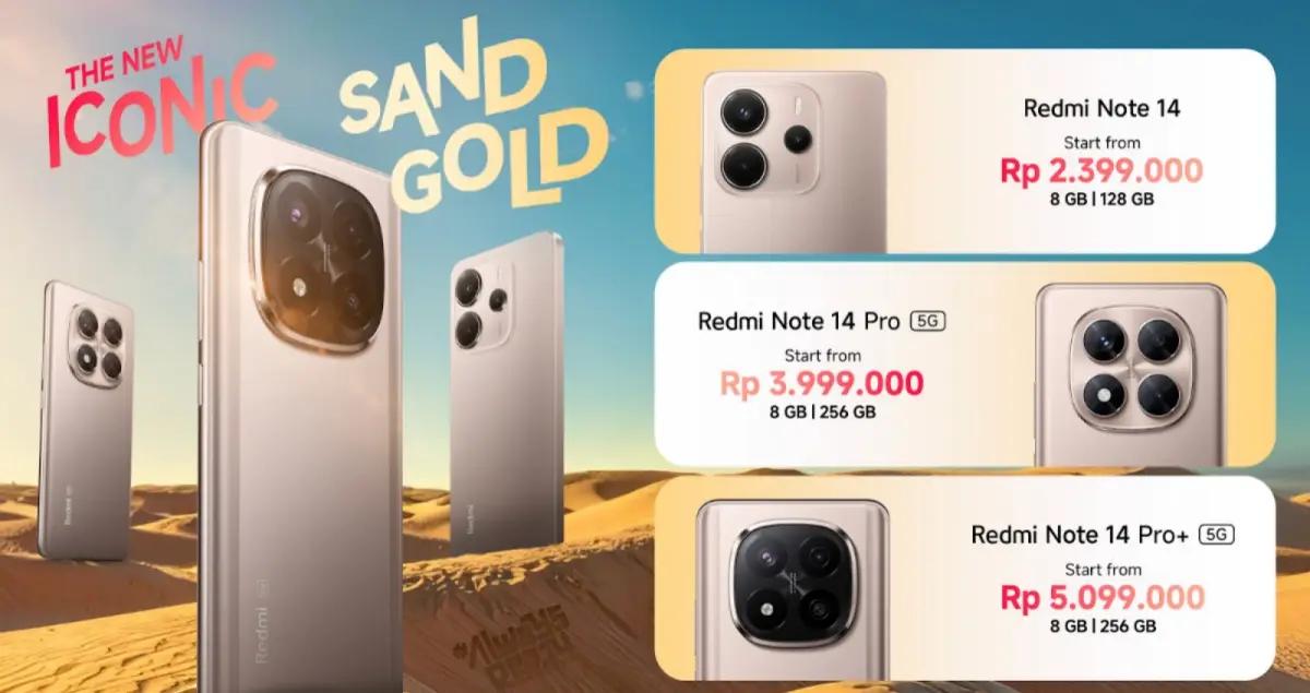 Redmi Note 14 Series Hadir dengan Warna Baru Sand Gold yang Elegan (FOTO: Dok.Redmi)