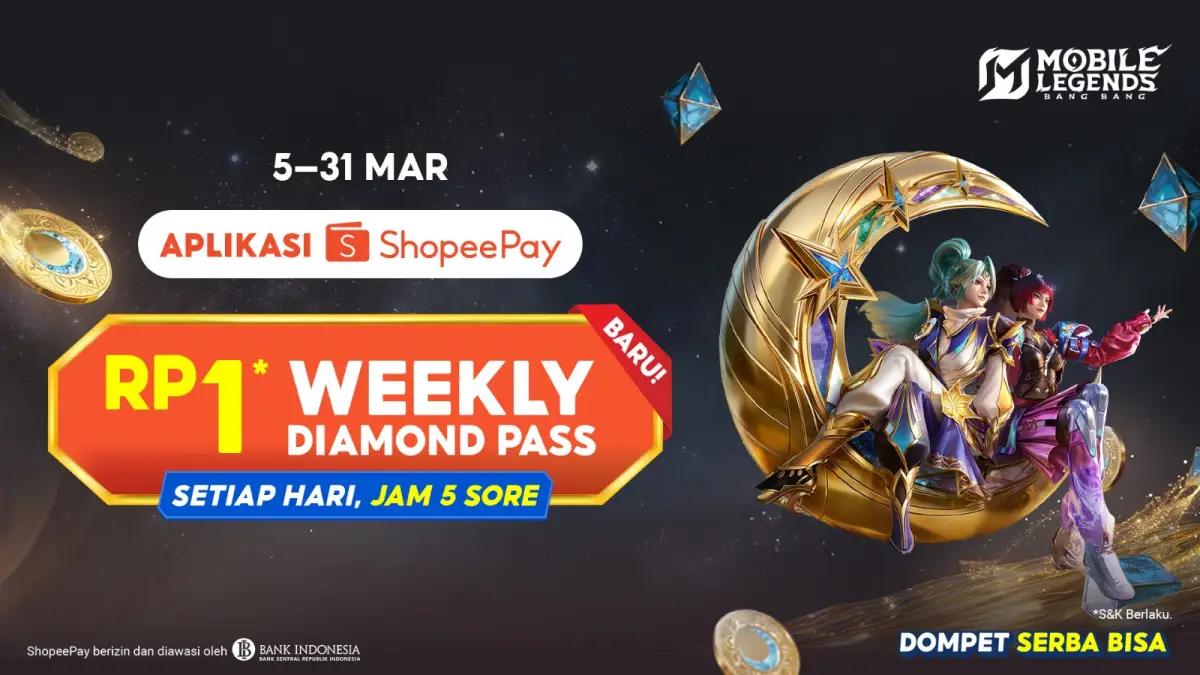 promo ShopeePay Weekly Diamond Pass (WDP) dengan harga istimewa Rp1 untuk periode terbatas (FOTO: Dok.shopeepay)