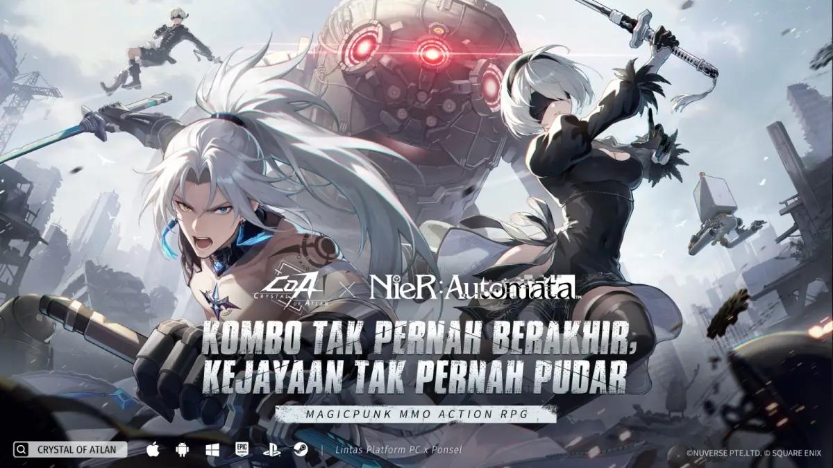 Crystal of Atlan siap menyambut perayaan anniversary pertamanya dengan menghadirkan kolaborasi spesial bersama NieR:Automata (FOTO: Dok. kolaborasi Crystal of Atlan xNieR:Automata)