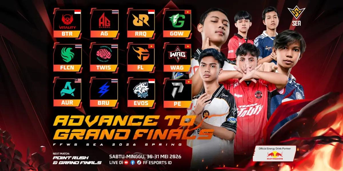 Daftar Tim Grand Finals FFWS SEA 2026 Spring Indonesia punya EVOS Divine, RRQ Kazu, dan Bigetron by Vitality (FOTO: Dok.Garena)