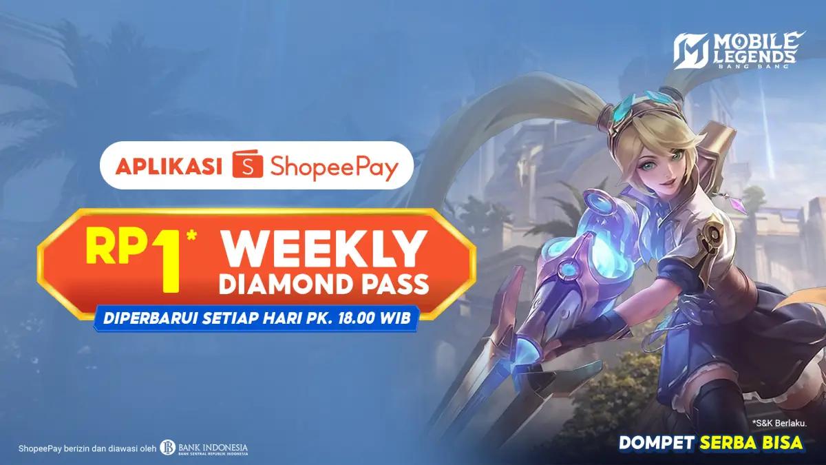 hopeePay menghadirkan promo Weekly Diamond Pass MLBB Rp1 yang bisa dinikmati melalui aplikasi ShopeePay (FOTO: Dok.shopeepay)